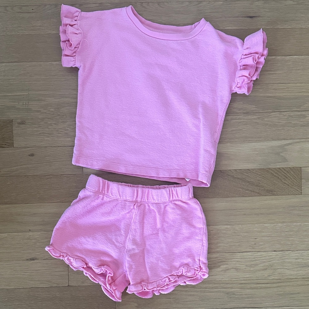 Primark Kids Light Pink Ruffle Shorts Set
